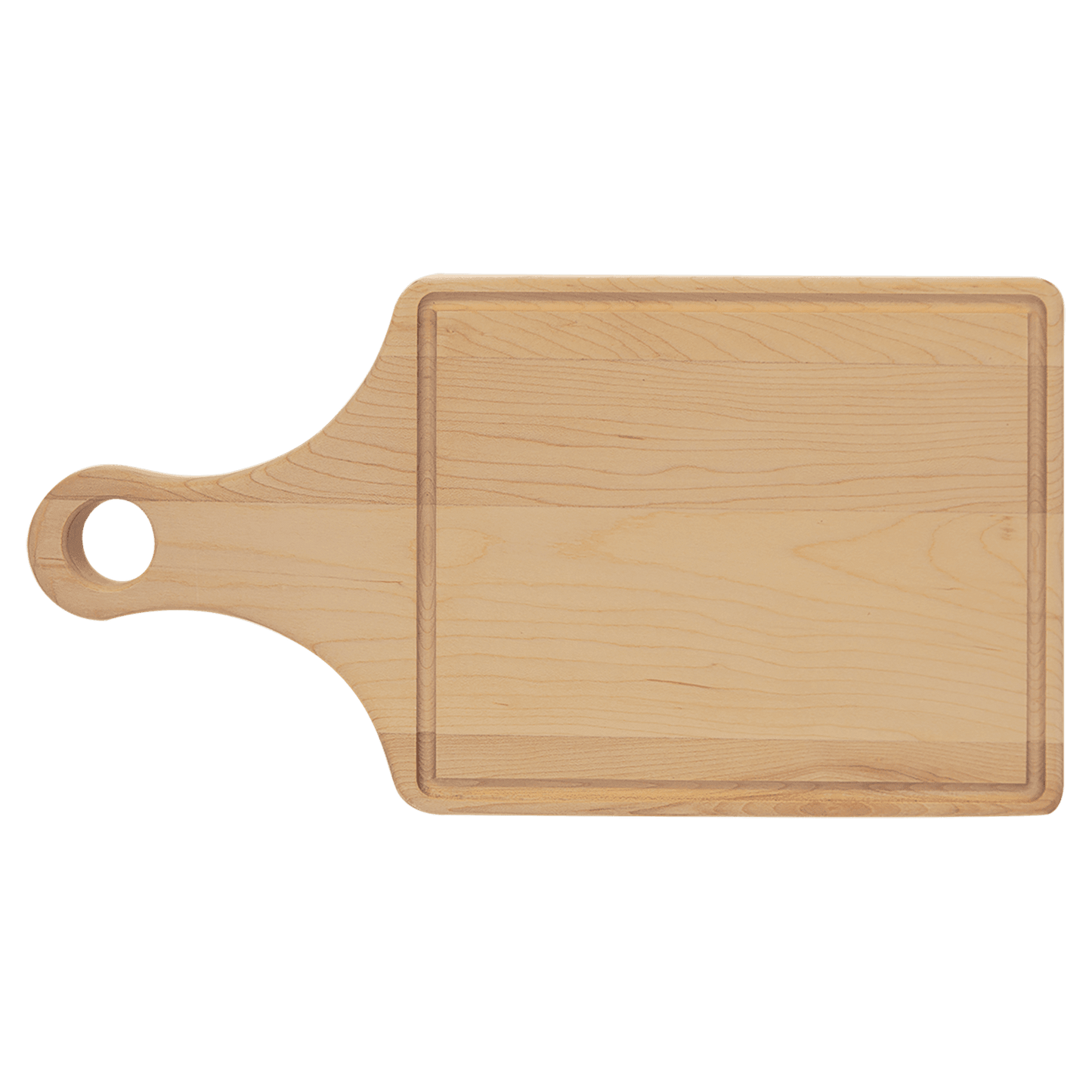 13 1/2" x 7" Cutting Board Paddle Shape with Drip Ring