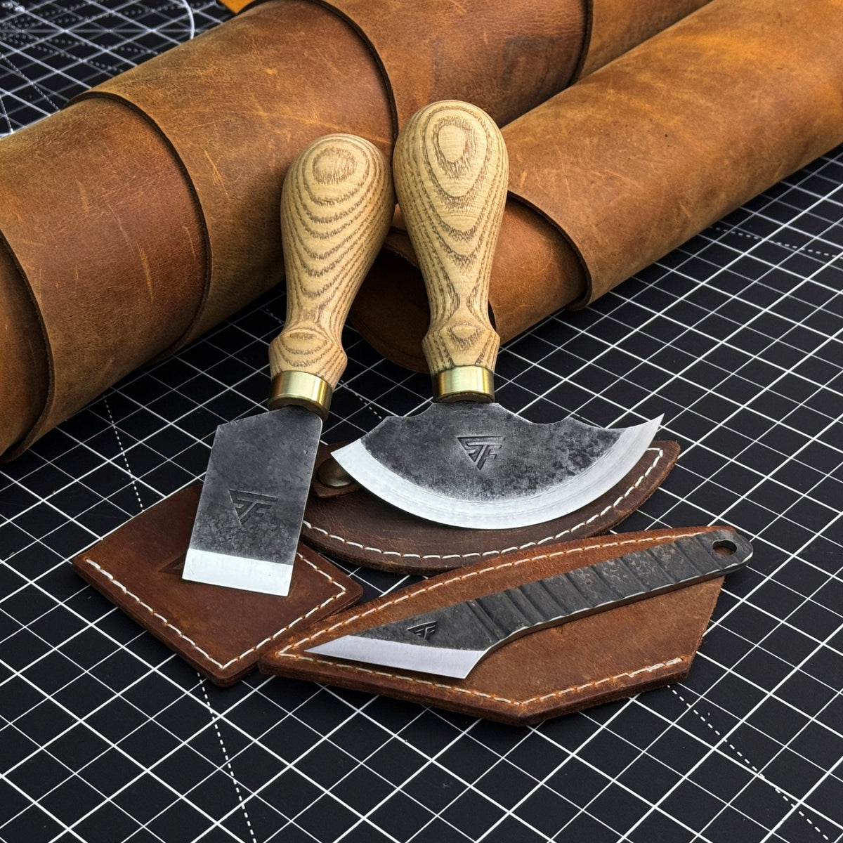 3-Piece Leatherworking Tool Set Sharky Forged Steel Tools