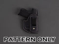 Black leather 1-clip IWB holster with pistol — sample build, pattern only