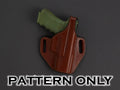 Brown leather OWB Level 2 holster with pistol — sample build, pattern only
