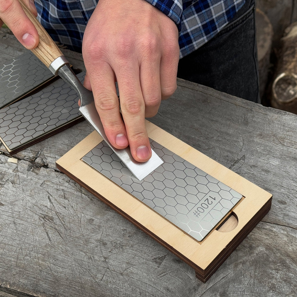 Diamond sharpening stone set, 240/600/1200 grit, with wooden stand, photo 3