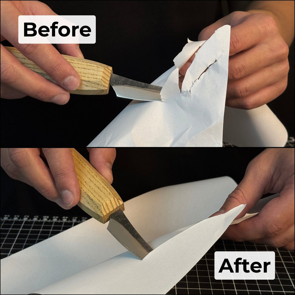 Double-Sided Leather Sharpening Strop with Polishing Paste Sharky Forged Steel Tools