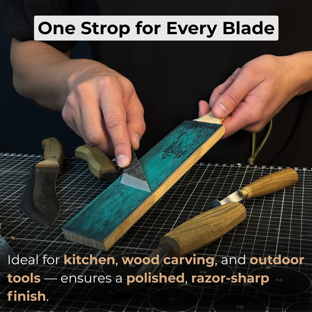 Double-Sided Leather Sharpening Strop with Polishing Paste Sharky Forged Steel Tools