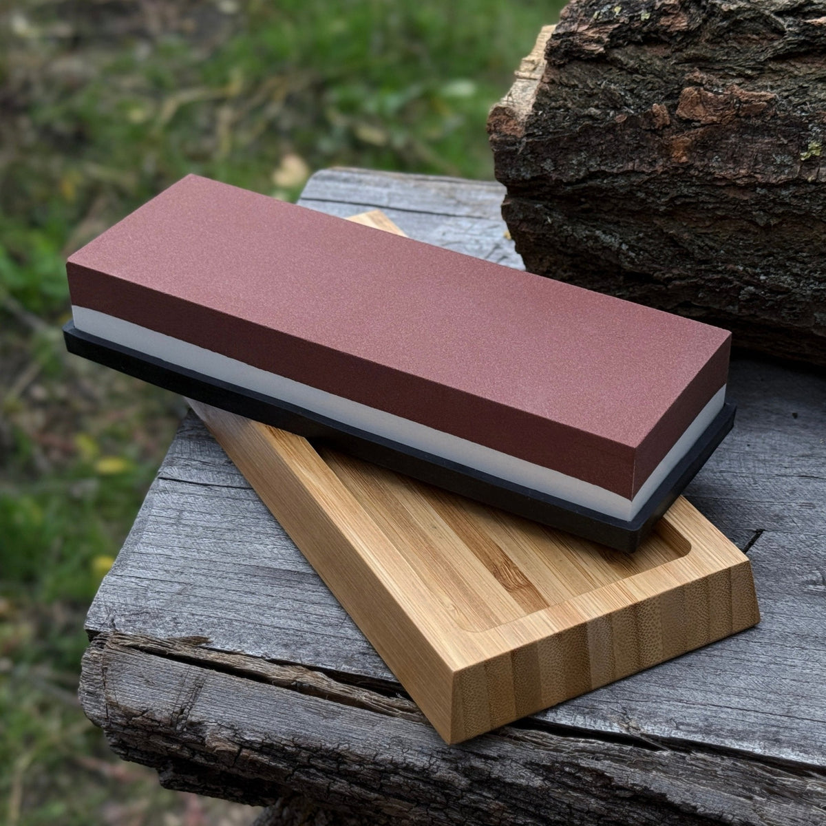 Double-sided #3000/#8000 grit sharpening stone with optional wooden stand, photo 1
