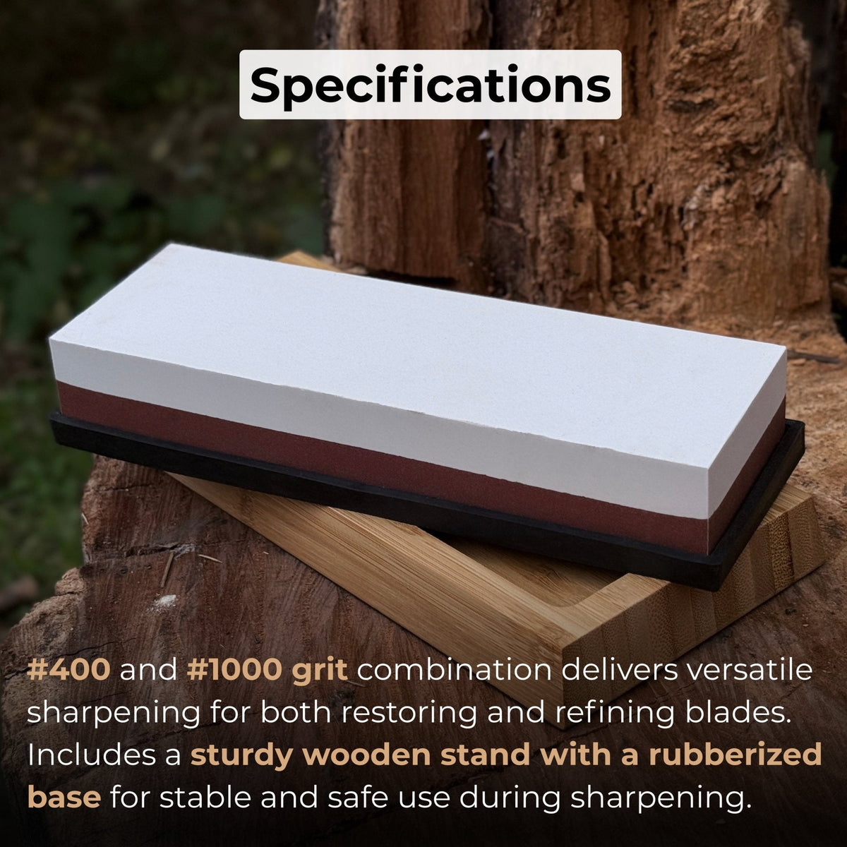 Double-sided #3000/#8000 grit sharpening stone with optional wooden stand, photo 4