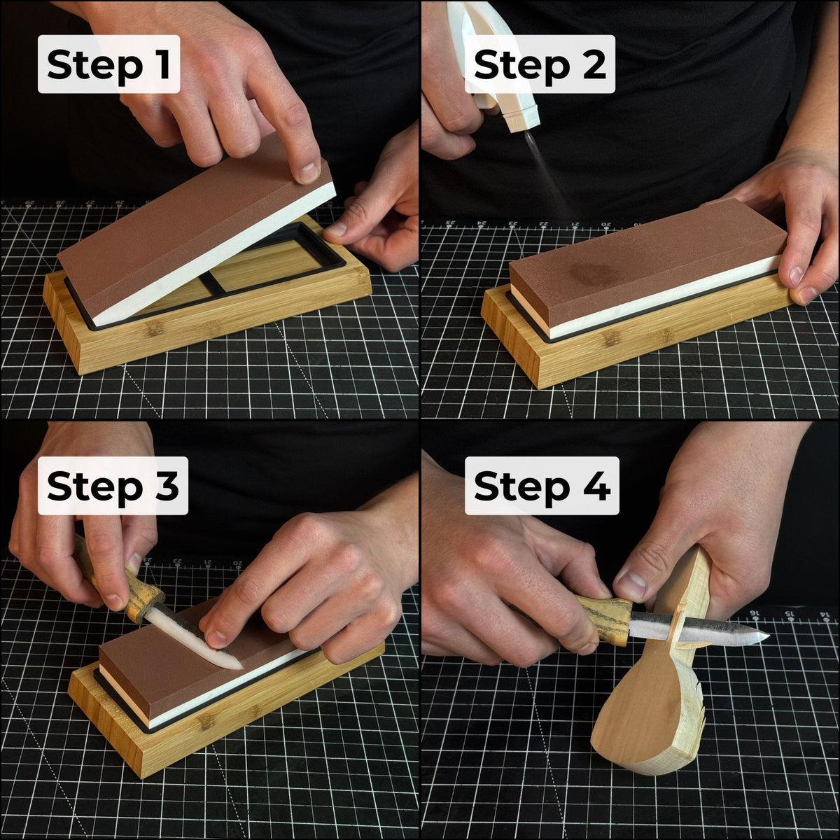 Double-sided #3000/#8000 grit sharpening stone with optional wooden stand, photo 2