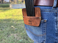 Leather archery pocket quiver pattern — finished quiver