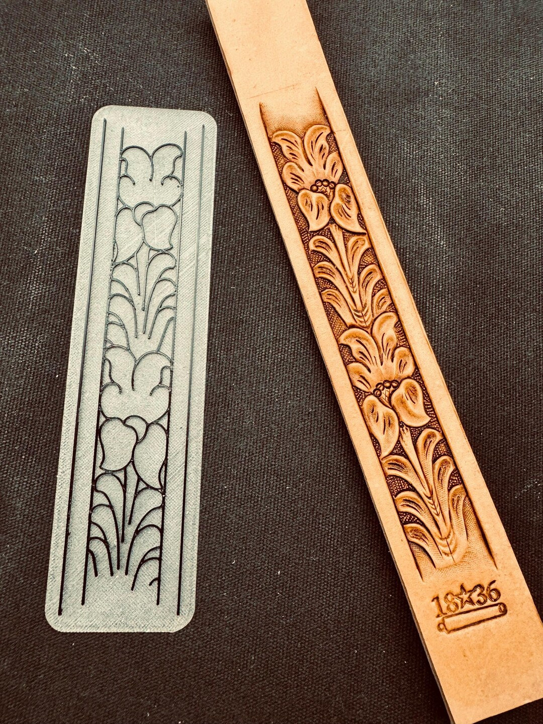 Pattern #131 belt transfer tool — pattern layout on leather strap