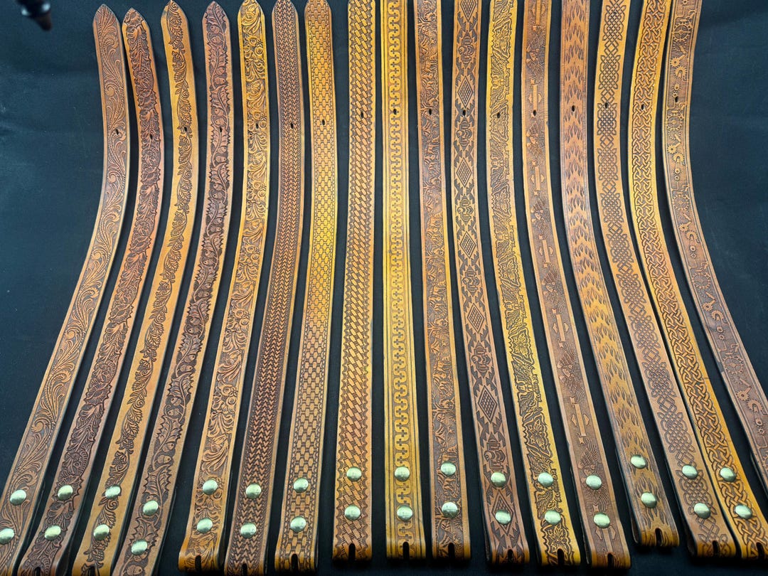 Handmade leather belt — buckle and edge detail