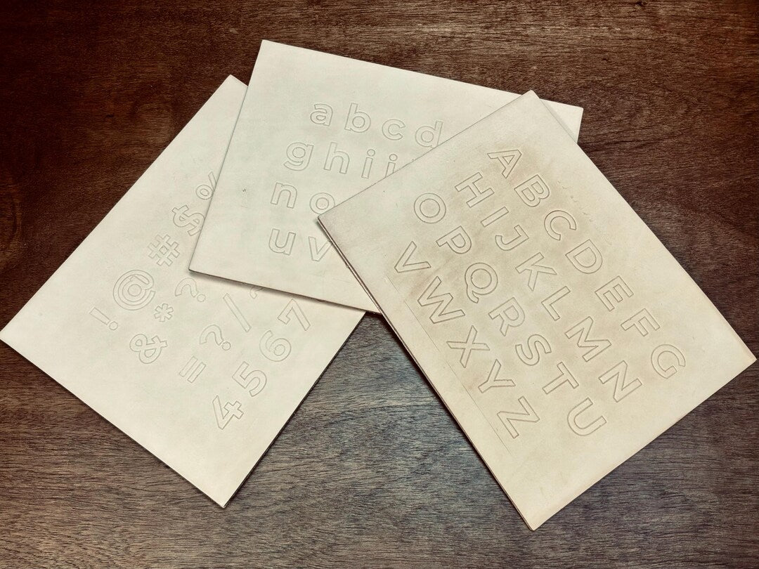 Montserrat Tap-Off font 1 inch PETG leather stamp