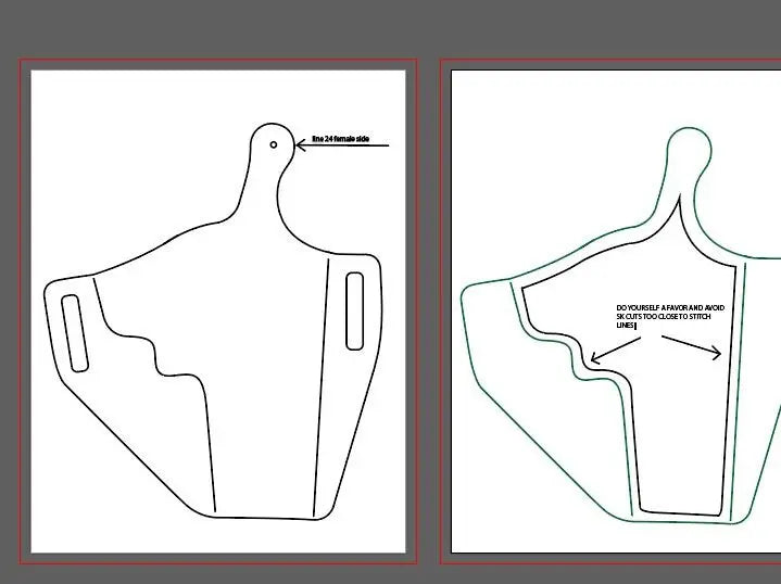 Ruger P95 OWB holster pattern — stitching detail