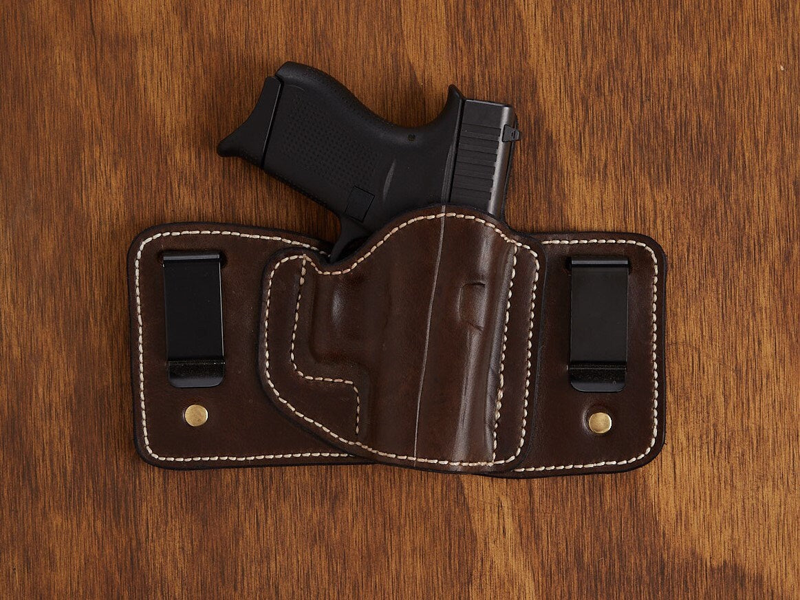 1911 4.25" IWB 2-clip holster pattern — back view of finished holster