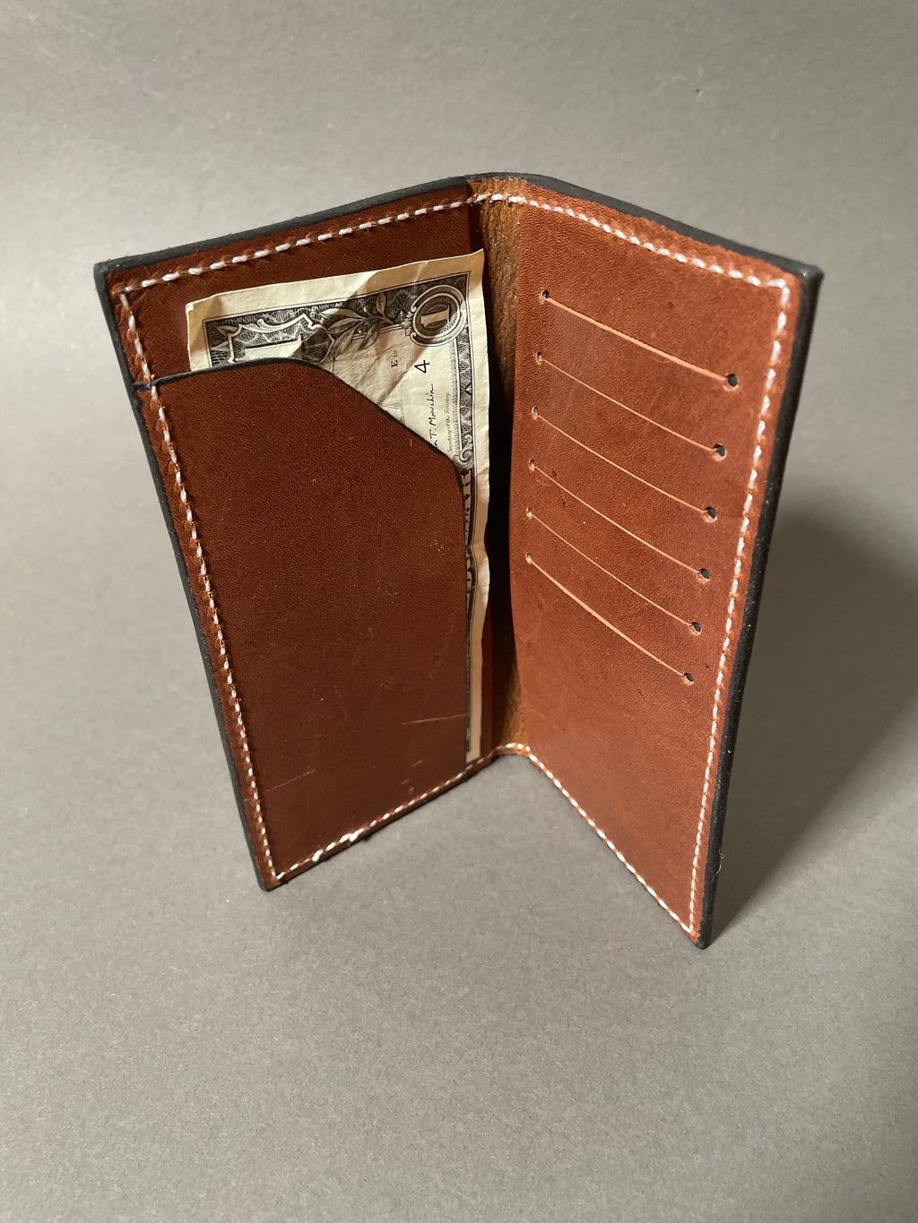 Tan Floral Roper Wallet — interior card slots