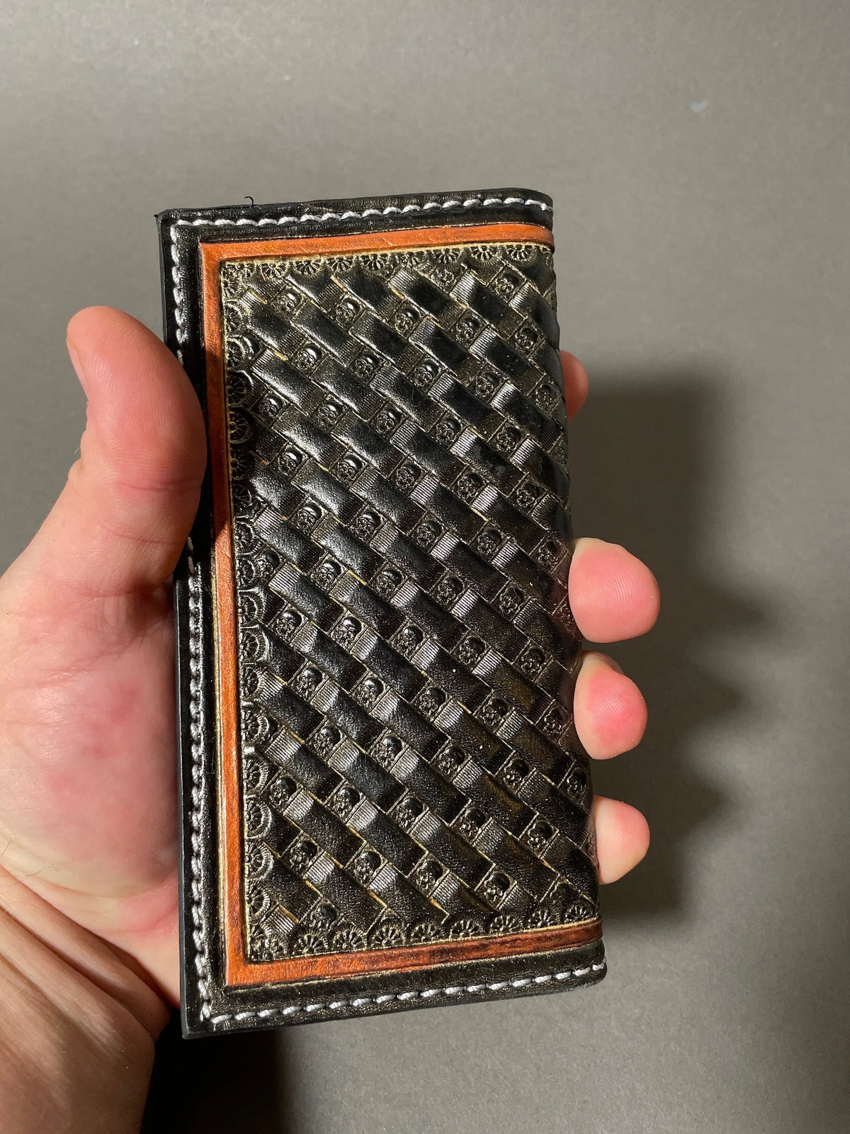 Skull Basketweave Roper Wallet — interior card slots