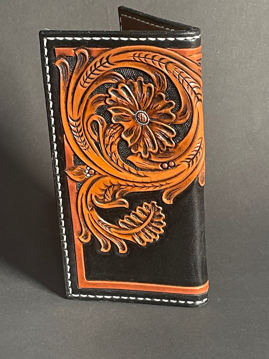Custom Order Roper Wallet — custom tooling detail