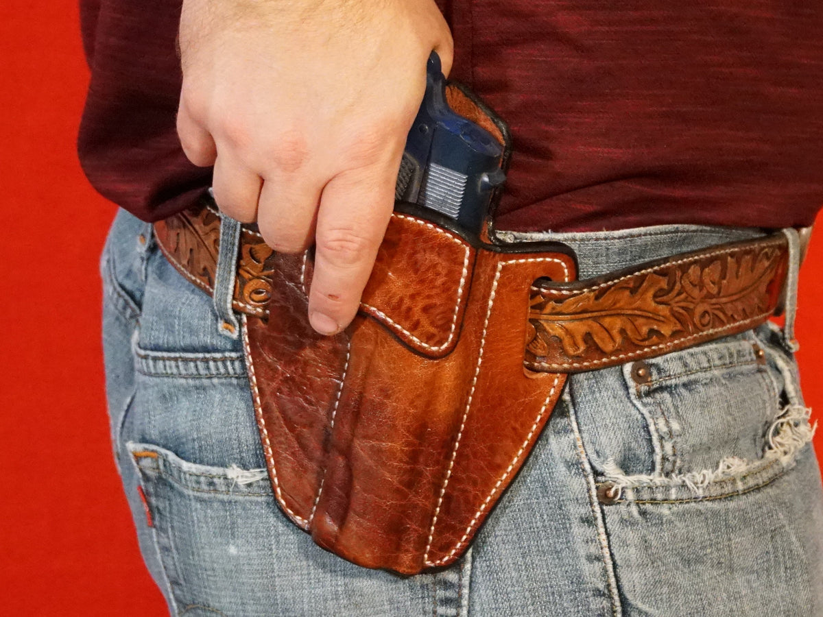Glock G43X OWB holster pattern — assembled holster & mag carrier