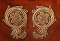 Sheridan five-petal flower leather tooling pattern #104, carved as a left and right pair - 1836 Creations