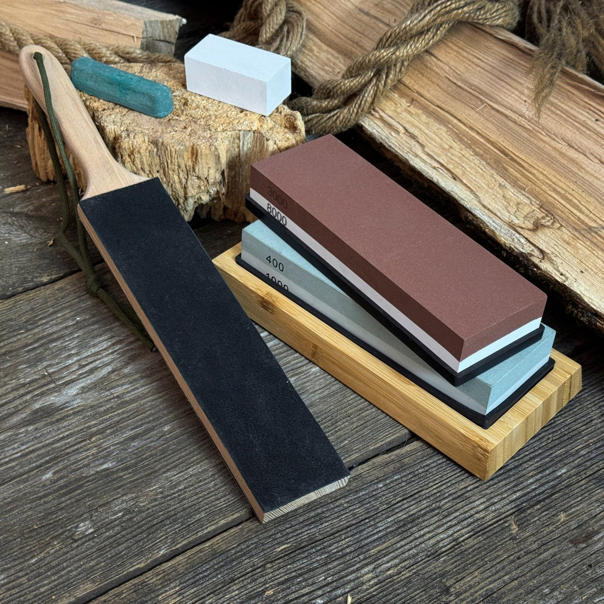 Universal sharpening kit with whetstones, leather strop and polishing compound, photo 5